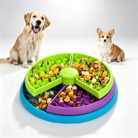 3in1 Interactive Dog Puzzle Feeder, Rotating Anti-Choking Slow Feeder Bowl & Lick Mat, Mental Stimulation Foraging Toy F