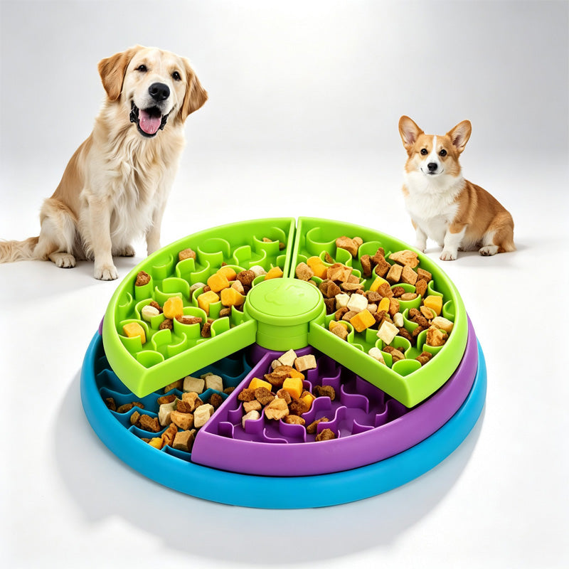 3in1 Interactive Dog Puzzle Feeder, Rotating Anti-Choking Slow Feeder Bowl & Lick Mat, Mental Stimulation Foraging Toy F