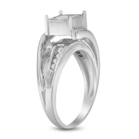 10K White Gold 1/3 Cttw Invisible Set Princess-cut Diamond Cluster Bypass Ring (H-I Color, SI1-SI2 Clarity) - Ring Size 7