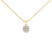 14K Yellow Gold 2.00 Cttw Brilliant Round-Cut Diamond 7 Stone Flower Cluster 18" Pendant Necklace (H-I Color, SI2-I1 Clarity)