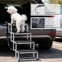Foldable Dog Ramp For Cars, SUVs, Trucks, Portable Pet Dog Stairs For Large Dogs With Non-Slip Surface & Reinforced Desi