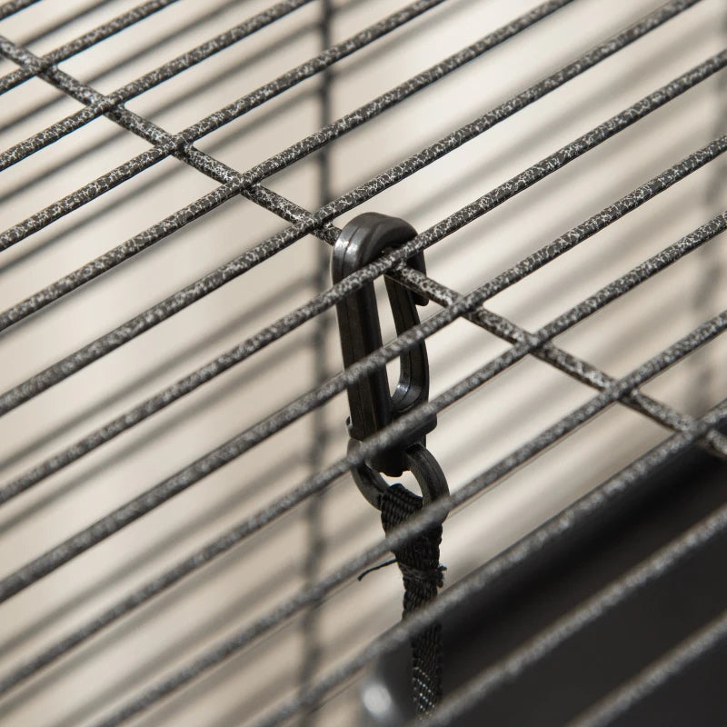 PawHut Metal Small Animal Cage Rolling Big Ferret Cage, Chinchilla Cage, Sugar Glider Cage, With Hammock & 4 Tiers, Remo
