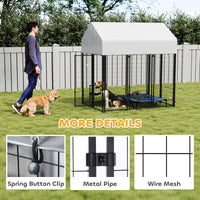 Outdoor Dog Kennel with Roof, 6 x 4 x 6 Heavy Duty Welded Wire Dog Playpen Enclosure with Escape-proof Lock