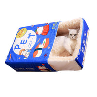 Snack Box Cat Bed Cartoon Rectangular Fully Enclosed Four Season Universal Multifunctional Soft Pet Bed For Home Travel 