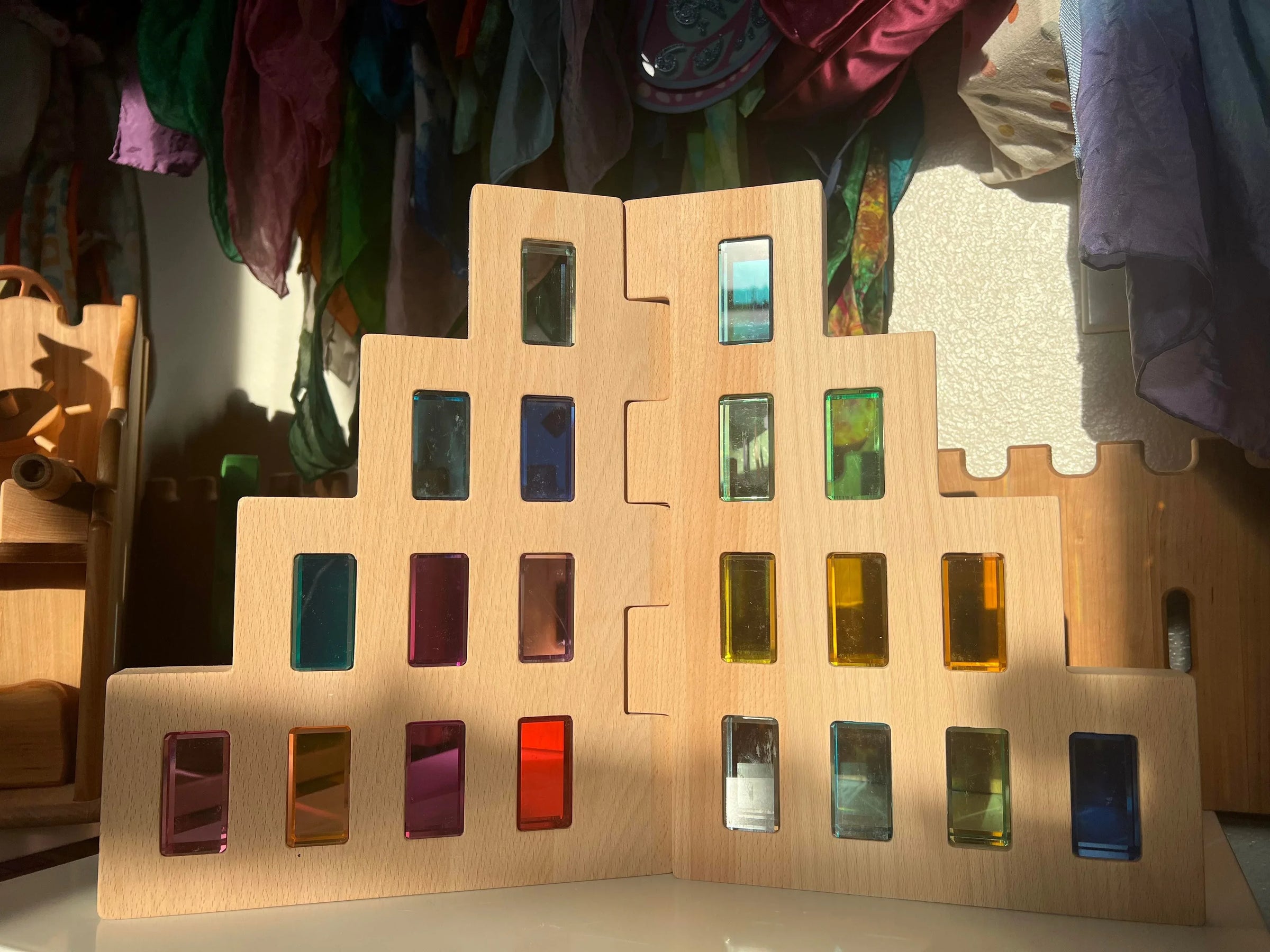 **Pre-order (Ships in 2-3 Weeks)**2-Piece Wooden Skyline Window Building Set – City Silhouette Blocks (Set Only) - BIG FRENCHIES