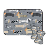 Dachshunds Bowl Mat & Scrubbie Set