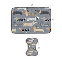 Dachshunds Bowl Mat & Scrubbie Set