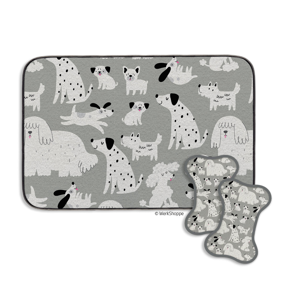 Gray & Black Dogs Bowl Mat & Scrubbie Set
