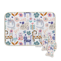Floral Cat Bowl Mat & Scrubbie Set