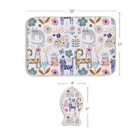 Floral Cat Bowl Mat & Scrubbie Set