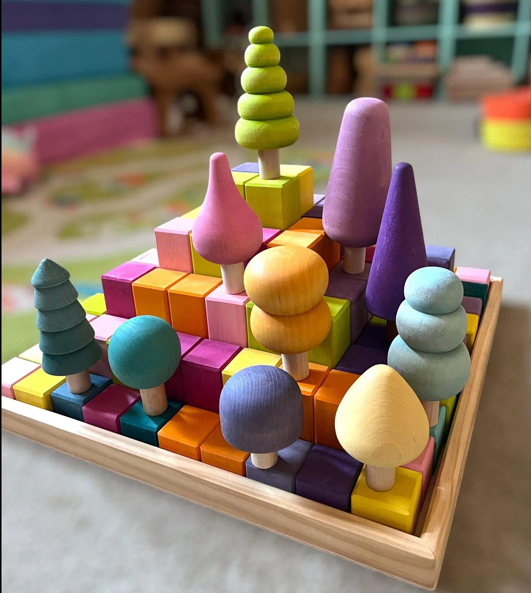 **Pre-order (Ships in 1-2 Weeks)**10 Pcs STAINED Wooden Trees Set in Pastel/Macaron Colors - BIG FRENCHIES