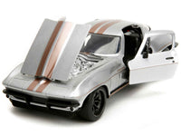 1966 Chevrolet Corvette Silver Metallic with Bronze Stripes "Bigtime Muscle" Series 1/24 Diecast Model Car by Jada