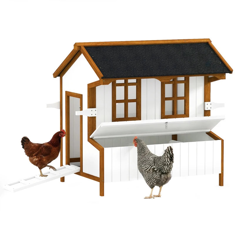 47Chicken Coop, Wooden Chicken House Raised Rabbit Hutch With Waterproof Roof, Nesting Box And Handles For 3-5 Hens, Pou