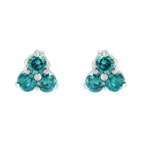 14KT White Gold Treated Blue Diamond Trio Stud Earrings (1 1/3 cttw, Blue)