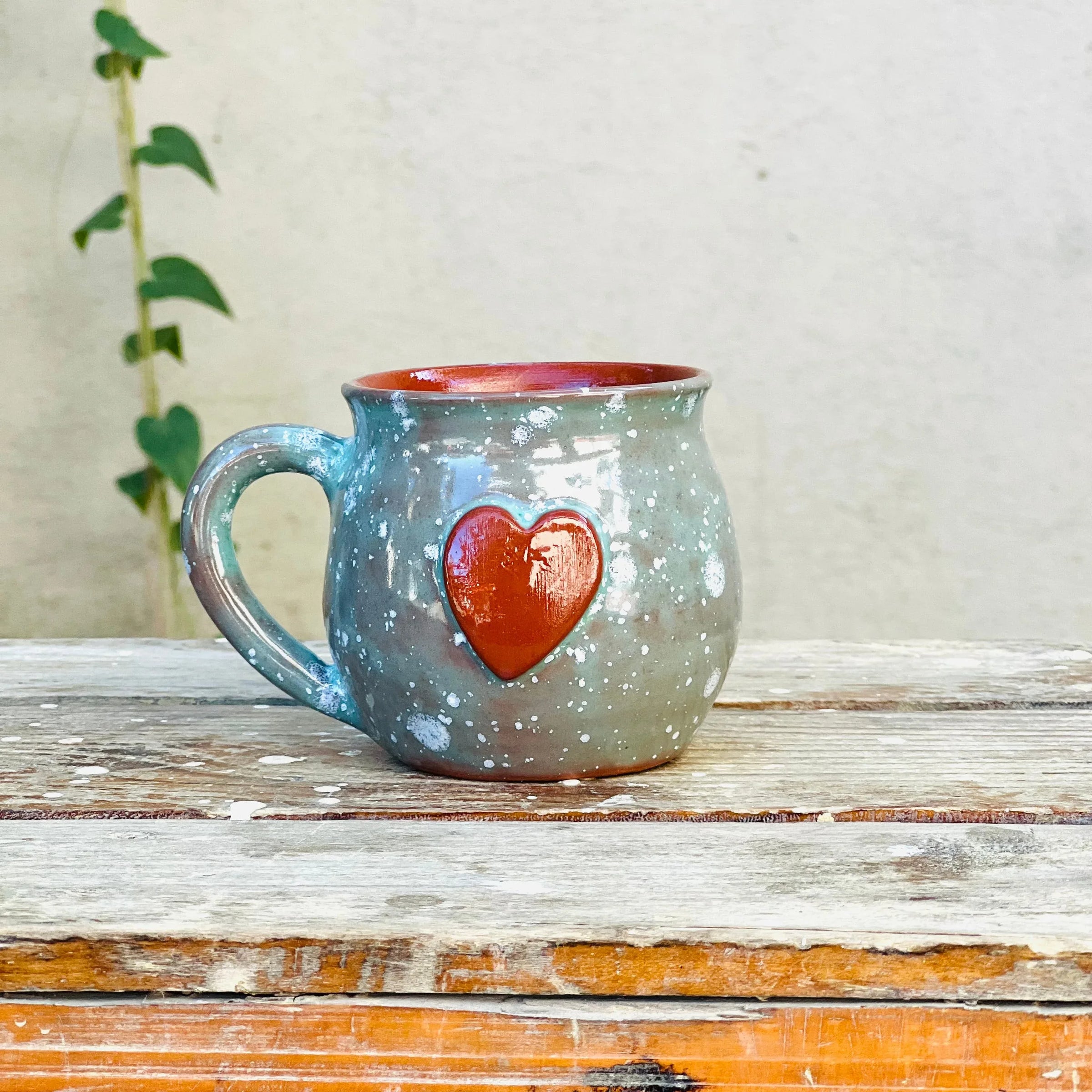 Calliope Heart Mug - Seafoam Speckles - BIG FRENCHIES