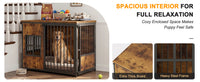 Wooden Dog Crate Furniture, Large Dog Kennel with Storage Top, Indoor Pet Cage