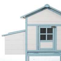 Large Wooden Chicken Coop with Double Nesting Boxes, Outdoor Walk-In Chicken Run with Waterproof Asphalt Roof, Fir Wood 
