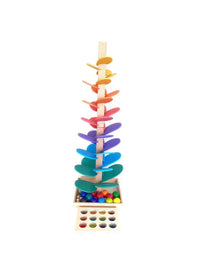 12 Pcs Rainbow Wooden Balls with Tray – Primary Colors (1.4” Diameter) - BIG FRENCHIES