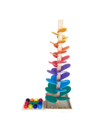 12 Pcs Rainbow Wooden Balls with Tray – Primary Colors (1.4” Diameter) - BIG FRENCHIES