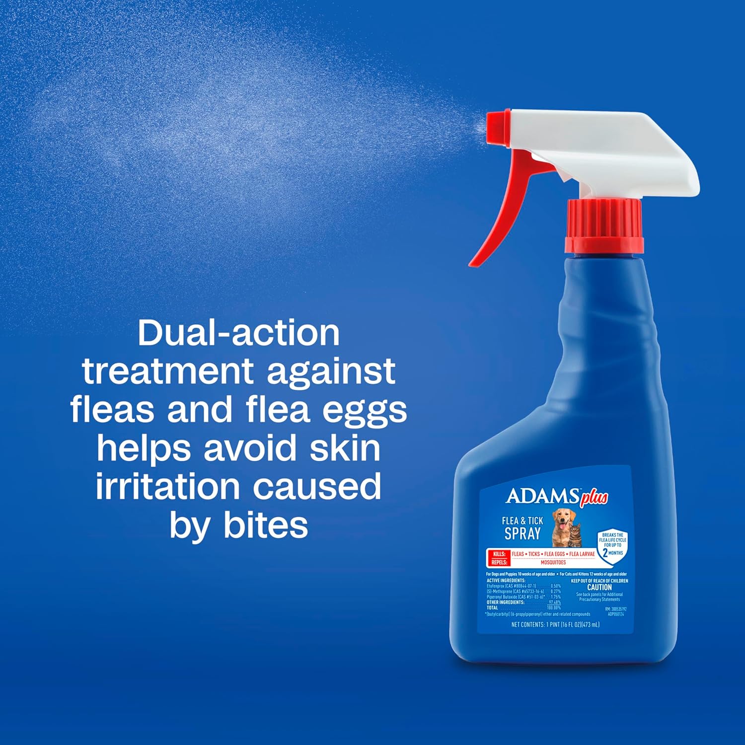Adams Plus Pet Fleas & Ticks Spray for Cats and Dogs 16 oz. 2-Pack