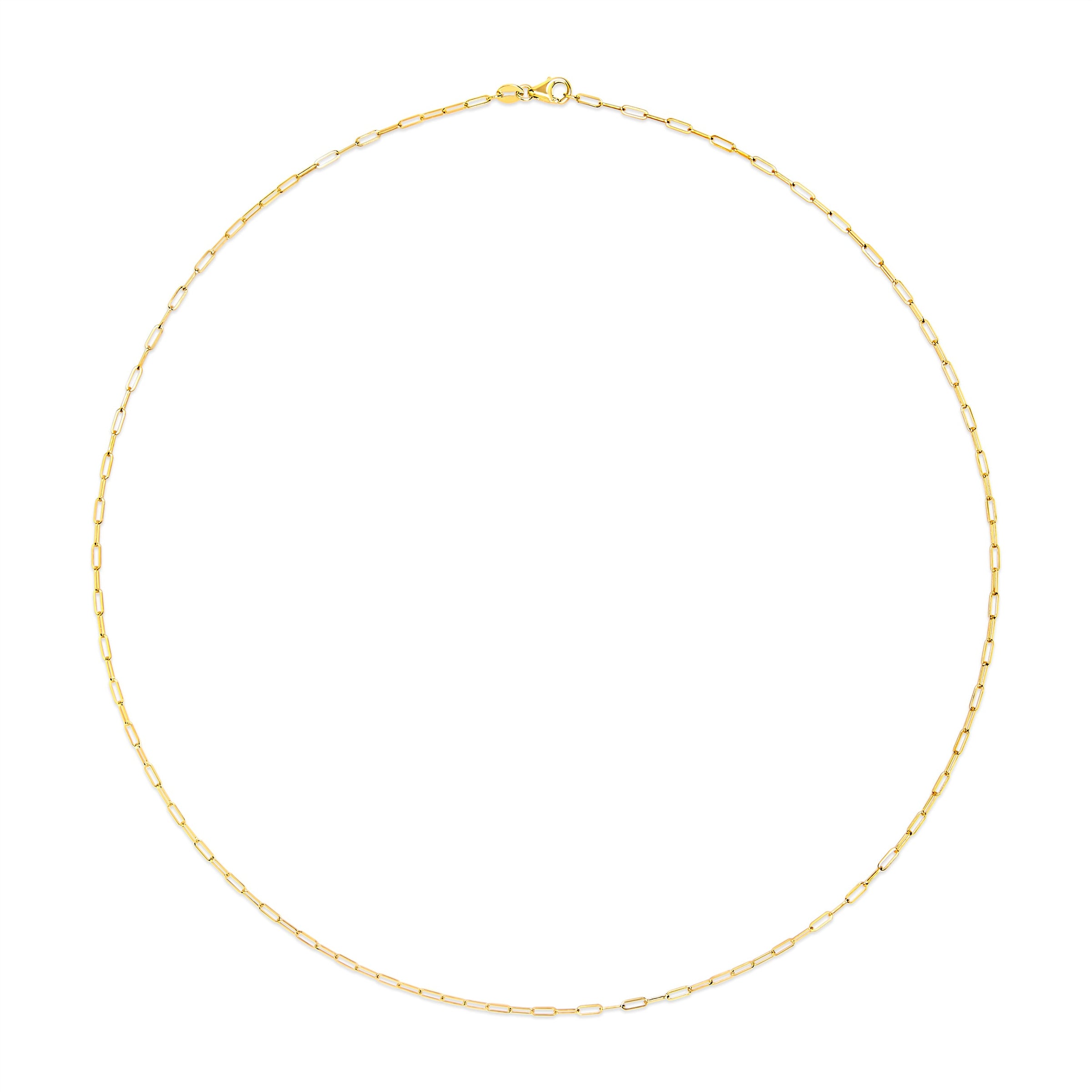 Unisex Solid 14K Yellow Gold 1.5mm Paperclip Chain Necklace - 18 Inches