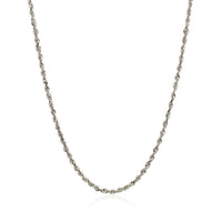 2.0mm 14k White Gold Solid Diamond Cut Rope Chain