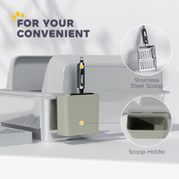 Stainless Steel Litter Box with Metal Scoop & Scoop Holder, High Sided, Anti-Urine Leakage, Non-Sticky