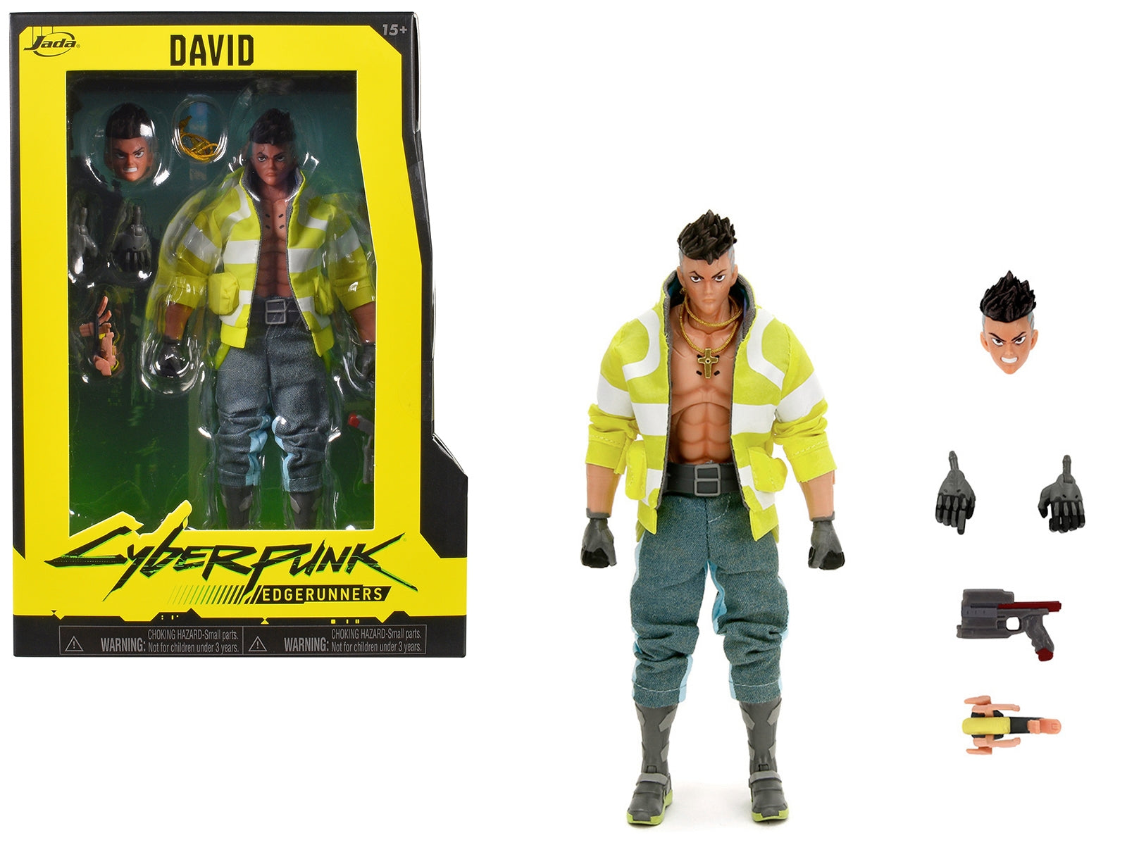 David Martinez 6" Moveable Figure with Accessories and Alternate Head and Hands "Cyberpunk: Edgerunners" (2022) TV Series Model by Jada