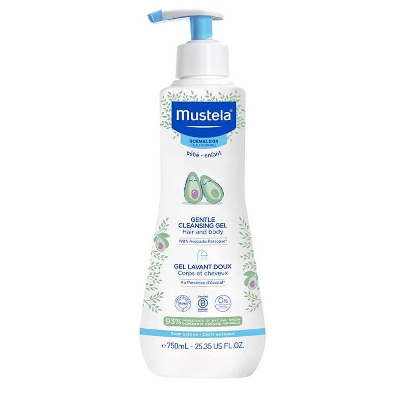 Mustela Gentle Cleansing Gel Bonus Size 750mL (25.4oz) – Hypoallergenic, Plant-Based Baby Wash
