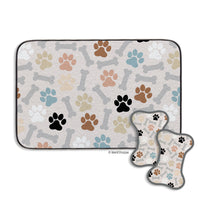 Dog Paws & Bone Bowl Mat & Scrubbie Set