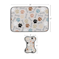 Dog Paws & Bone Bowl Mat & Scrubbie Set