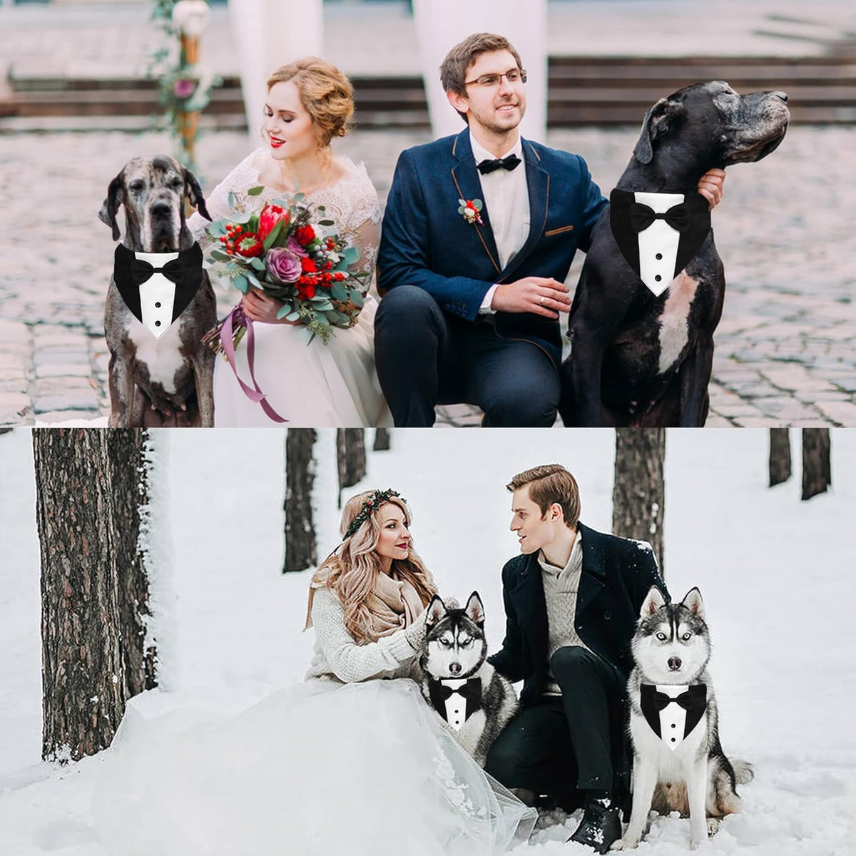 Dog Tuxedo Suit Wedding Bandana Collar With Bow Tie, Adjustable Formal Dog Tux, Engagement Birthday Tuxedo For Small Med