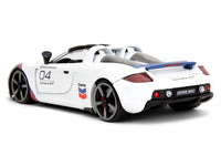 Porsche Carrera GT Convertible #04 "Chevron" White with Graphics "Hyper-Spec" Series 1/24 Diecast Model Car by Jada