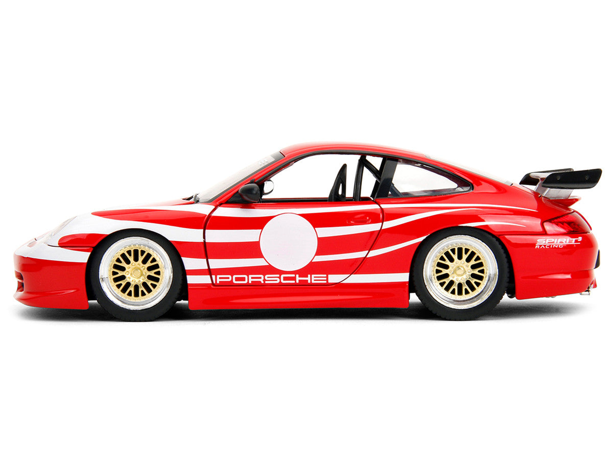 Porsche 911 GT3 (996) Red with White Graphics "Hyper-Spec" Series 1/24 Diecast Model Car by Jada