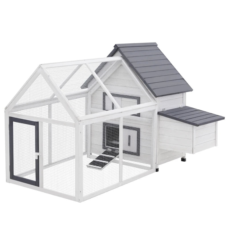 Chicken Coop Wooden Chicken House Rabbit Hutch Poultry Cage Hen Pen With Nesting Box, Ramp, Run