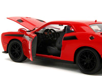 2015 Dodge Challenger Red with Black Stripes and Glenn Diecast Figure "The Walking Dead" (2010-2022) TV Series "Hollywood Rides" Series 1/24 Diecast Model Car by Jada