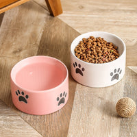 Drinking Water Neck Protection Pet Ceramic Oblique Mouth High Foot Food Basin