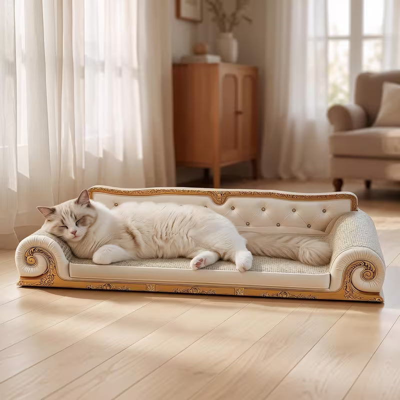 27.5" Cat Couch Scratcher Bed – Corrugated Cardboard Lounge Sofa for Indoor Cats
