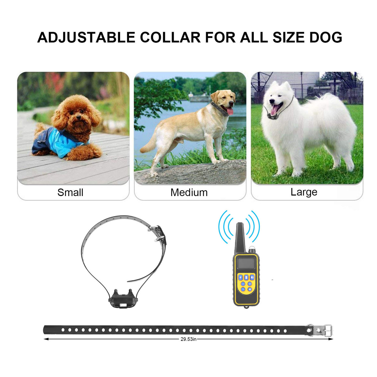 1Pc Dog Training Collar With Remote IP67 Waterproof Pet Trainer 300mAh Rechargeable 875 Yard Remote Control 4 Modes Adju