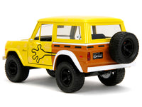 1973 Ford Bronco Yellow with Graphics and SpongeBob SquarePants Diecast Figure "SpongeBob SquarePants" (1999-Current) TV Series "Hollywood Rides" Series 1/24 Diecast Model Car by Jada