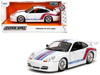 Porsche 911 GT3 (996) White with Red and Blue Stripes "Hyper-Spec" Series 1/24 Diecast Model Car by Jada