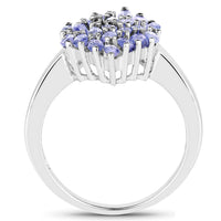 1.84 Carat Genuine Tanzanite .925 Sterling Silver Ring