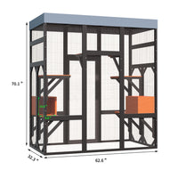 Large Outdoor Cat Enclosure Catio with 5 Platforms & 2 Napping Houses, Secure Metal Wire, Easy Assembly for Indoor & Out