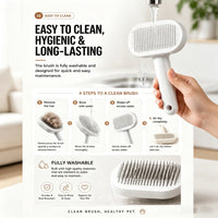 Pet Slicker Brush For Cats & Dogs, Self-Cleaning Grooming Brush With One-Click Hair Removal, Gentle Deshedding Tool For 