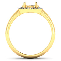 0.22 Carat Genuine White Diamond 14K Yellow Gold Semi Mount Ring - holds 9x7mm Oval Gemstone