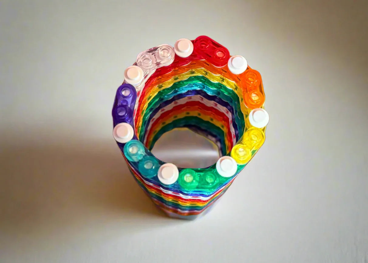 Semi-Transparent Rainbow Skinny Modular Vase – Built with LEGO®-Compatible Bricks - BIG FRENCHIES