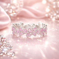 925 Sterling Silver Enamel Platinum Plated Ring Size 6 for Women