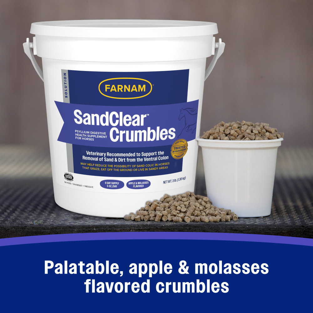Farnam SandClear Psyllium Crumbles for Horses Digestive Support Sand Colic Risk 3lbs.
