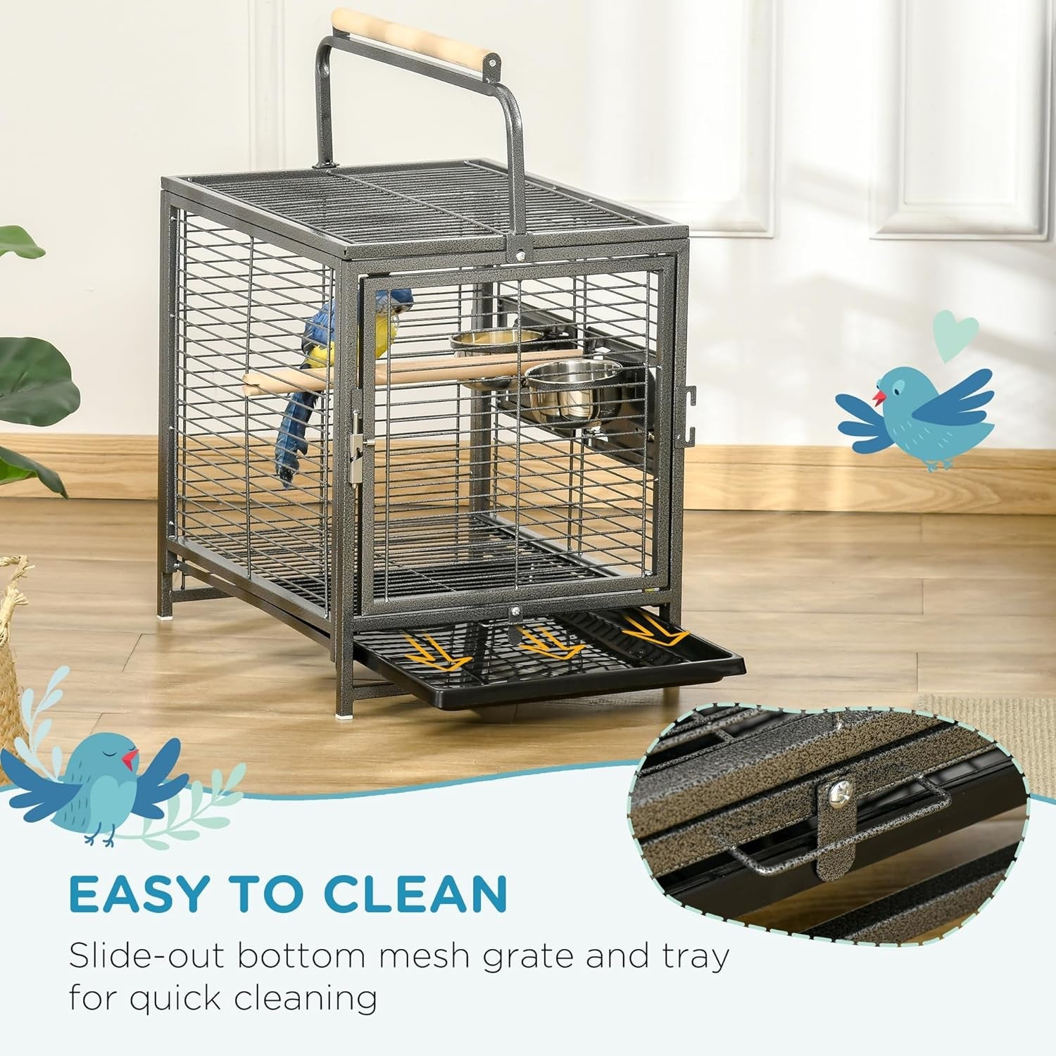 18" Heavy Duty Iron Travel Bird Cage Carrier - BIG FRENCHIES
