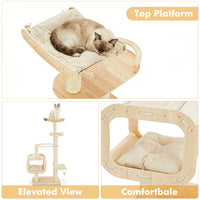 Modern Heavy-Duty No-Drill Cat Tree-Solid Wood Multi-Story Board, 4-Story Multi-Column Cat Tower, 57.9in For Multi-Cat H